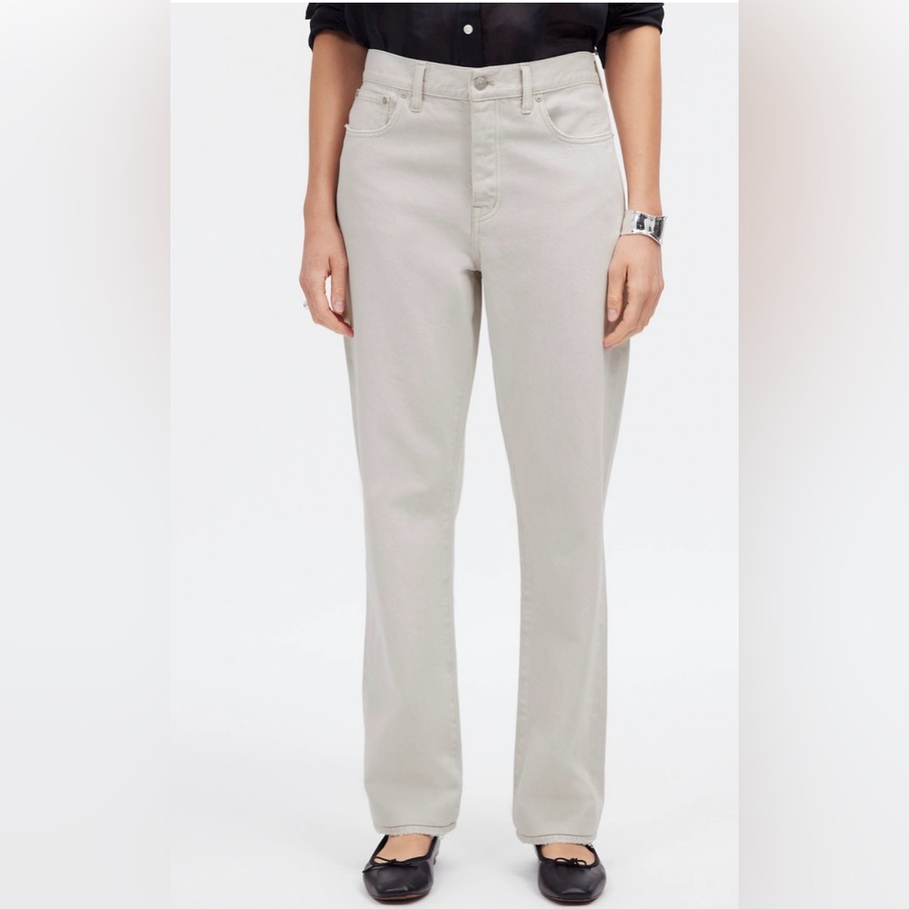 MADEWELL LowSlung Straight Pants  White High Rise Size 30 Office Academia Preppy - Picture 3 of 12